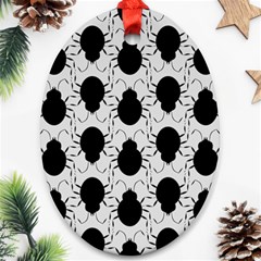 Pattern Beetle Insect Black Grey Oval Ornament (two Sides) by Pakrebo