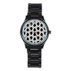 Pattern Beetle Insect Black Grey Stainless Steel Round Watch by Pakrebo