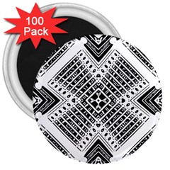 Pattern Tile Repeating Geometric 3  Magnets (100 Pack) by Pakrebo