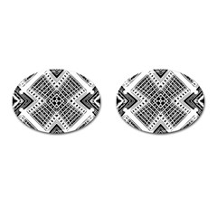 Pattern Tile Repeating Geometric Cufflinks (oval) by Pakrebo