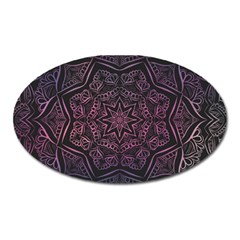 Mandala Neon Symmetric Symmetry Oval Magnet by Pakrebo