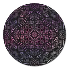 Mandala Neon Symmetric Symmetry Magnet 5  (round) by Pakrebo