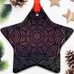 Mandala Neon Symmetric Symmetry Star Ornament (two Sides) by Pakrebo