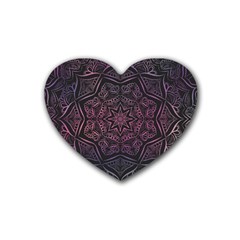 Mandala Neon Symmetric Symmetry Heart Coaster (4 Pack)  by Pakrebo