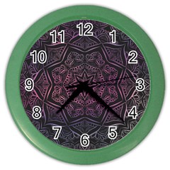 Mandala Neon Symmetric Symmetry Color Wall Clock by Pakrebo