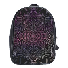 Mandala Neon Symmetric Symmetry School Bag (large) by Pakrebo