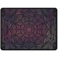 Mandala Neon Symmetric Symmetry Fleece Blanket (large)  by Pakrebo