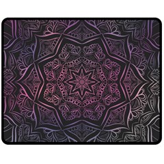 Mandala Neon Symmetric Symmetry Fleece Blanket (medium)  by Pakrebo