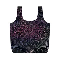 Mandala Neon Symmetric Symmetry Full Print Recycle Bag (m) by Pakrebo