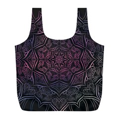 Mandala Neon Symmetric Symmetry Full Print Recycle Bag (l) by Pakrebo