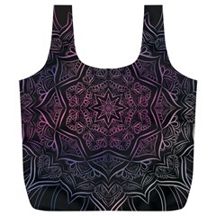 Mandala Neon Symmetric Symmetry Full Print Recycle Bag (xl) by Pakrebo