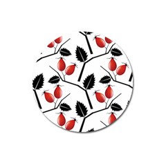 Rose Hip Pattern Branches Autumn Magnet 3  (round) by Pakrebo