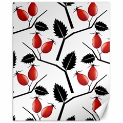 Rose Hip Pattern Branches Autumn Canvas 16  X 20  by Pakrebo