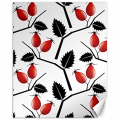 Rose Hip Pattern Branches Autumn Canvas 11  X 14  by Pakrebo