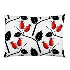 Rose Hip Pattern Branches Autumn Pillow Case by Pakrebo