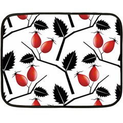 Rose Hip Pattern Branches Autumn Double Sided Fleece Blanket (mini)  by Pakrebo