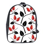 Rose Hip Pattern Branches Autumn School Bag (Large) Front