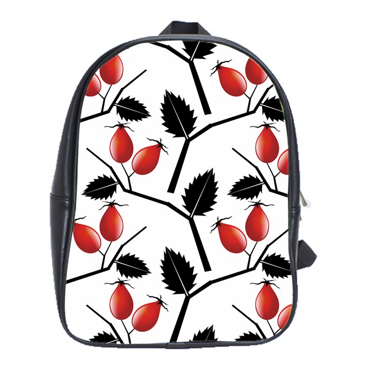 Rose Hip Pattern Branches Autumn School Bag (Large)