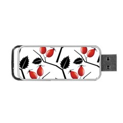 Rose Hip Pattern Branches Autumn Portable Usb Flash (two Sides) by Pakrebo