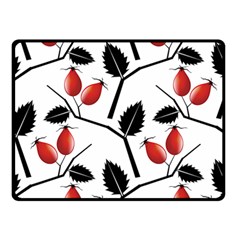 Rose Hip Pattern Branches Autumn Double Sided Fleece Blanket (small)  by Pakrebo