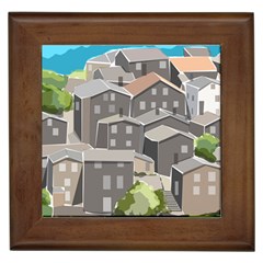 Village Place Portugal Landscape Framed Tiles by Pakrebo