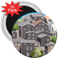 Village Place Portugal Landscape 3  Magnets (10 Pack)  by Pakrebo