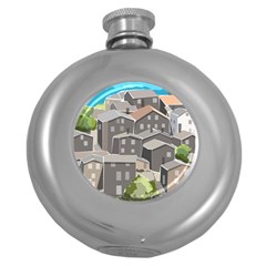 Village Place Portugal Landscape Round Hip Flask (5 Oz) by Pakrebo