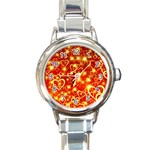 Pattern Valentine Heart Love Round Italian Charm Watch Front