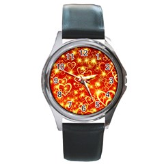 Pattern Valentine Heart Love Round Metal Watch by Mariart