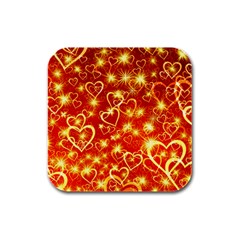 Pattern Valentine Heart Love Rubber Square Coaster (4 Pack)  by Mariart