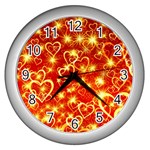 Pattern Valentine Heart Love Wall Clock (Silver) Front