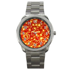 Pattern Valentine Heart Love Sport Metal Watch by Mariart