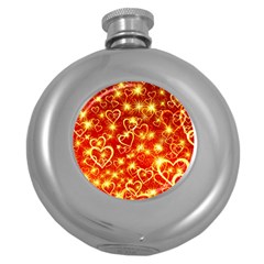 Pattern Valentine Heart Love Round Hip Flask (5 Oz) by Mariart