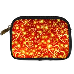 Pattern Valentine Heart Love Digital Camera Leather Case by Mariart