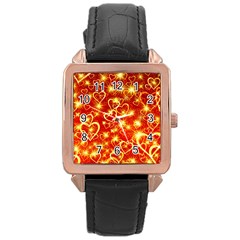 Pattern Valentine Heart Love Rose Gold Leather Watch  by Mariart