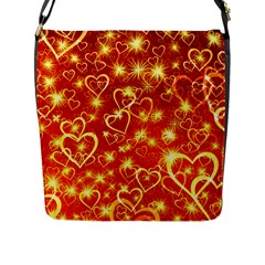 Pattern Valentine Heart Love Flap Closure Messenger Bag (l) by Mariart