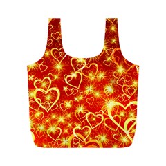 Pattern Valentine Heart Love Full Print Recycle Bag (m) by Mariart