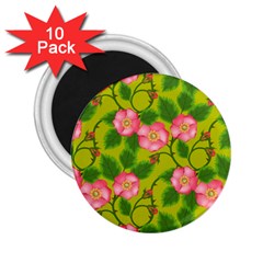 Roses Flowers Pattern Bud Pink 2 25  Magnets (10 Pack)  by Pakrebo