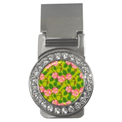 Roses Flowers Pattern Bud Pink Money Clips (cz)  by Pakrebo