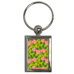 Roses Flowers Pattern Bud Pink Key Chains (rectangle) 