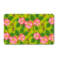 Roses Flowers Pattern Bud Pink Magnet (rectangular) by Pakrebo