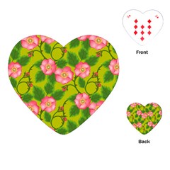 Roses Flowers Pattern Bud Pink Playing Cards (heart) by Pakrebo