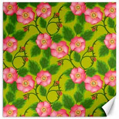 Roses Flowers Pattern Bud Pink Canvas 16  X 16  by Pakrebo