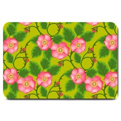 Roses Flowers Pattern Bud Pink Large Doormat  by Pakrebo