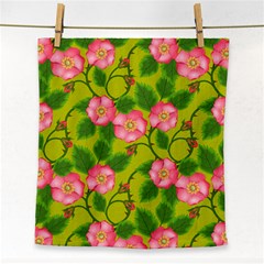 Roses Flowers Pattern Bud Pink Face Towel by Pakrebo