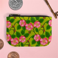 Roses Flowers Pattern Bud Pink Mini Coin Purse by Pakrebo