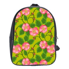 Roses Flowers Pattern Bud Pink School Bag (large) by Pakrebo