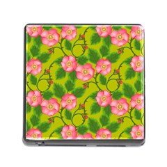 Roses Flowers Pattern Bud Pink Memory Card Reader (square 5 Slot) by Pakrebo