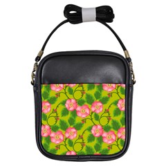 Roses Flowers Pattern Bud Pink Girls Sling Bag by Pakrebo