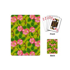 Roses Flowers Pattern Bud Pink Playing Cards (mini) by Pakrebo